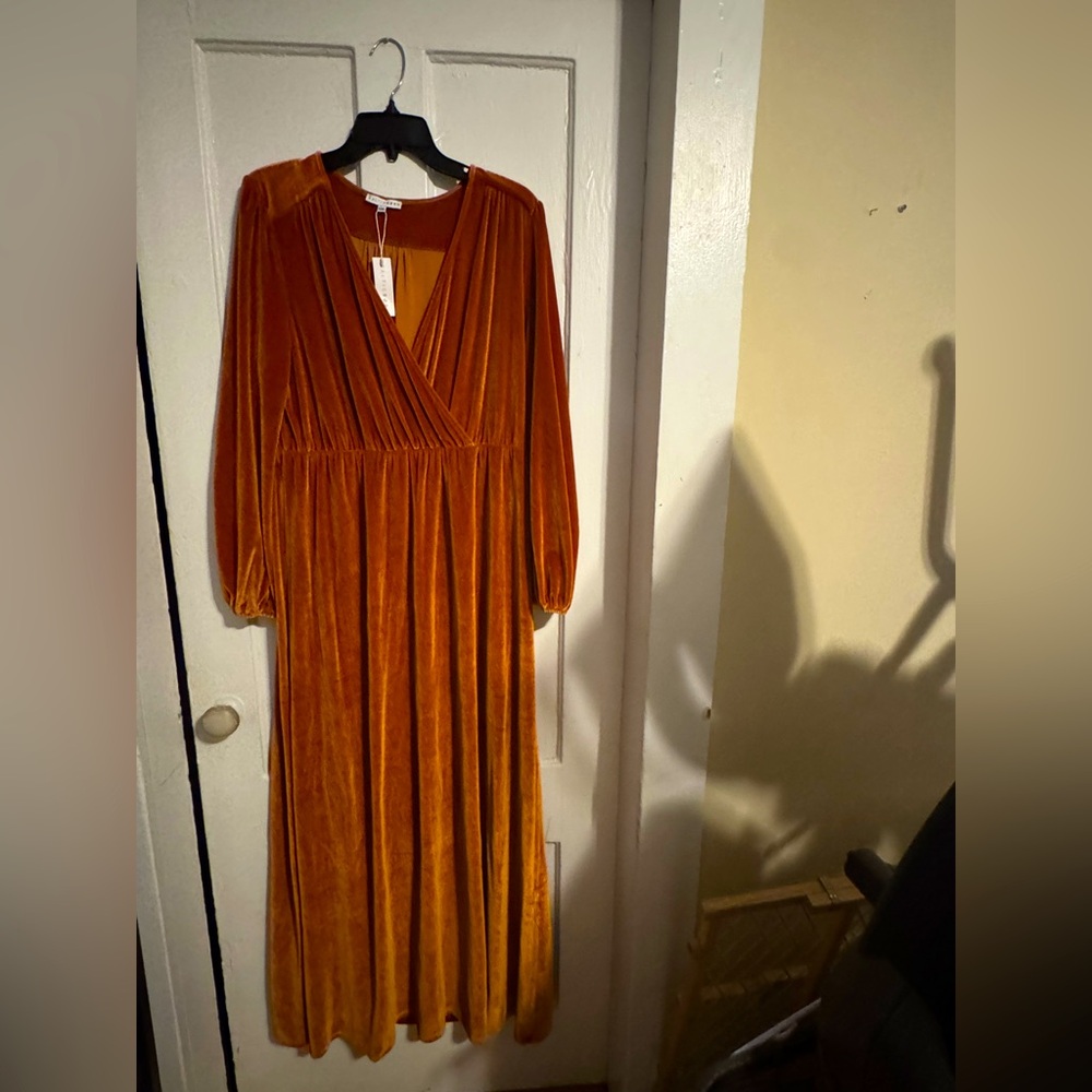 Baltic born copper velvet maxi bridesmaid dress NWT XXL